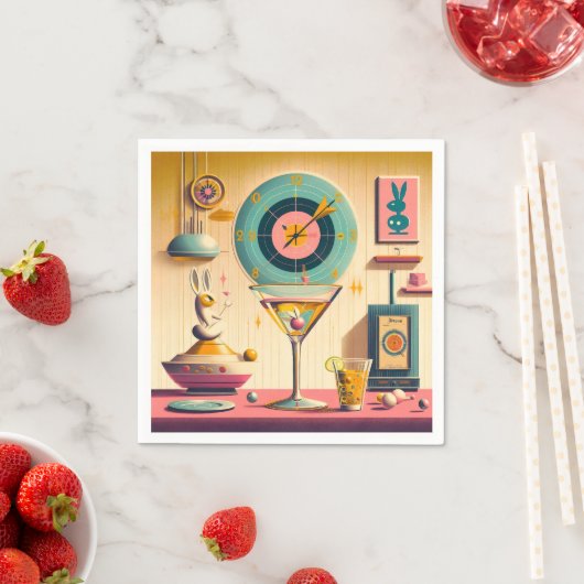 Atomfuturistisches Kaninchen Martini Mitte des Jah Serviette (Beispiel)