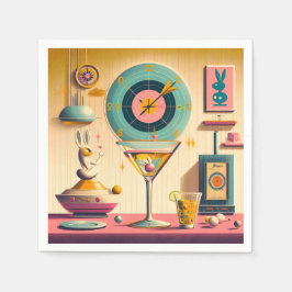 Atomfuturistisches Kaninchen Martini Mitte des Jah Serviette