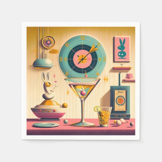 Atomfuturistisches Kaninchen Martini Mitte des Jah Serviette (Vorderseite)