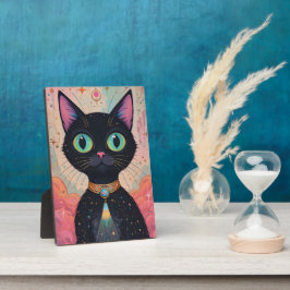 Atomfuturistisches Kosmisches Schwarzes Katzenuniv Fotoplatte