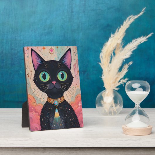 Atomfuturistisches Kosmisches Schwarzes Katzenuniv Fotoplatte (Seite)