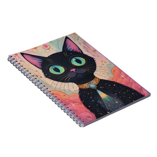Atomfuturistisches Kosmisches Schwarzes Katzenuniv Notizblock (Rechte Seite)