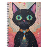 Atomfuturistisches Kosmisches Schwarzes Katzenuniv Notizblock (Vorderseite)
