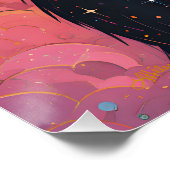 Atomfuturistisches Kosmisches Schwarzes Katzenuniv Poster (Ecke)