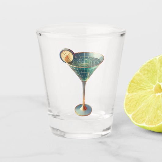 Atomfuturistisches Wormhole Martini aus der Mitte Schnapsglas (Vorderseite)