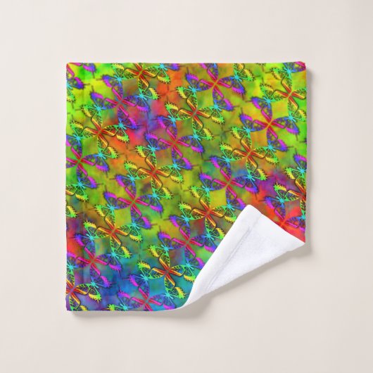 [Atomgefärbte Krawatte] psychedelischer Badhandtuch Set (Waschlappen)