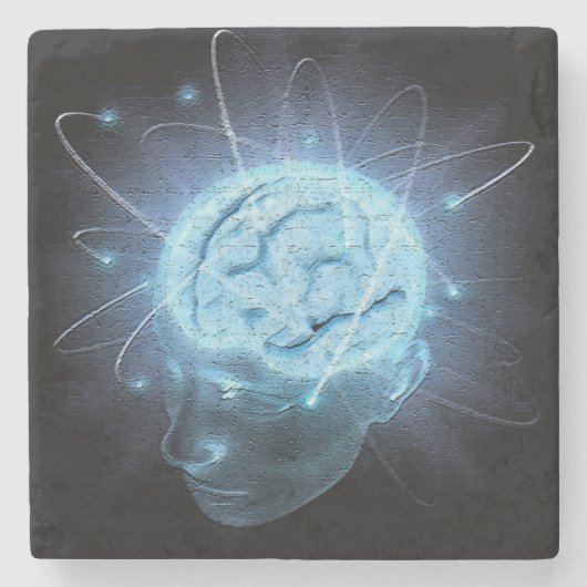 Atomgehirn Steinuntersetzer (Vorderseite)