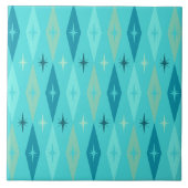 Atomic 1950er Jahre Diamonds Stars Türkis Fliese (Vorderseite)