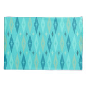 Atomic 1950er Jahre Diamonds Stars Türkis Kissenbezug (Rückseite)