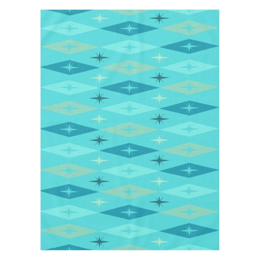 Atomic 1950er Jahre Diamonds Stars Türkis Tischdecke (Vorderseite)
