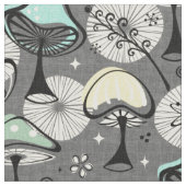 Atomic 50er Mid Mod Mushrooms Gray ©studioxtin Stoff (Nahaufnahme)