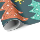 Atomic Äa Christmas Trees Kitsch Dark Geschenkpapier (Rolleneckpunkt)