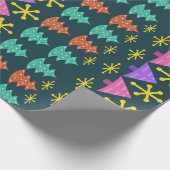 Atomic Äa Christmas Trees Kitsch Dark Geschenkpapier (Ecke)