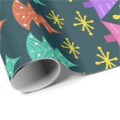 Atomic Äa Christmas Trees Kitsch Dark Geschenkpapier (Rolleneckpunkt)