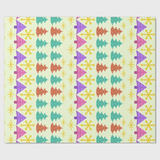 Atomic Äa Christmas Trees Kitsch Light Geschenkpapier (Flach)