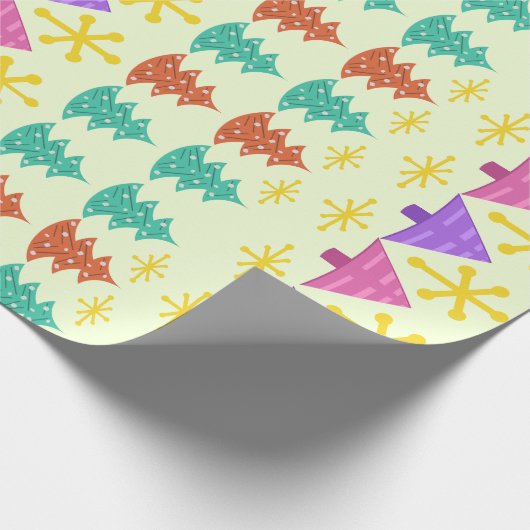 Atomic Äa Christmas Trees Kitsch Light Geschenkpapier (Ecke)