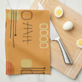 Atomic Abstrakt Barkcloth Ochre Geschirrtuch (Viertel Falte)
