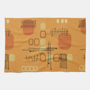 Atomic Abstrakt Barkcloth Ochre Geschirrtuch