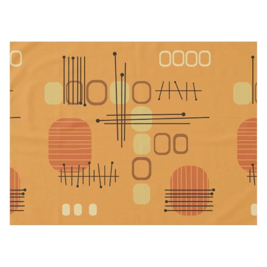 Atomic Abstrakt Barkcloth Ochre Tischdecke (Vorderseite (Horizontal))