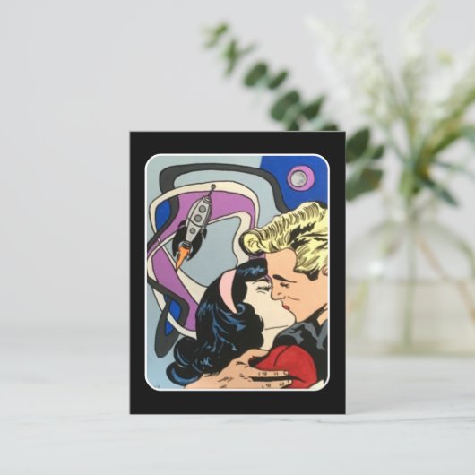 Atomic Abstrakt das Kiss Goodbye Gemälde auf einem Postkarte (Stehend Vorderseite)