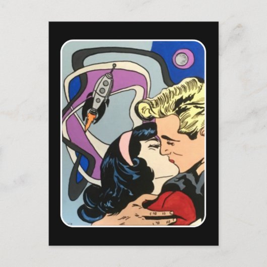 Atomic Abstrakt das Kiss Goodbye Gemälde auf einem Postkarte (Vorderseite)