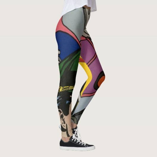 Atomic Abstrakt die Rocket Captain-Malerei auf ein Leggings (Rechts)