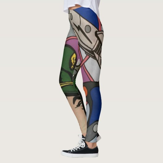Atomic Abstrakt die Rocket Captain-Malerei auf ein Leggings (Links)