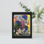 Atomic Abstrakt die Rocket Captain-Malerei auf ein Postkarte (Stehend Vorderseite)