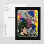 Atomic Abstrakt die Rocket Captain-Malerei auf ein Postkarte (Vorne/Hinten)