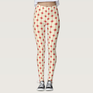 Atomic Age 50er Starbursts - Retro Rot und Creme Leggings