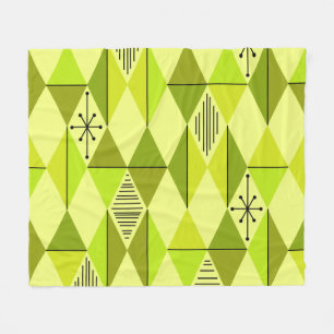 Atomic Age Art Diamonds Chartreuse Fleecedecke