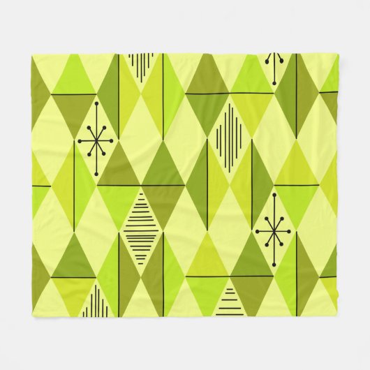 Atomic Age Art Diamonds Chartreuse Fleecedecke (Vorderseite (Horizontal))