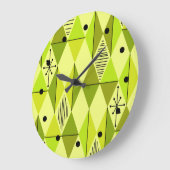 Atomic Age Art Diamonds Chartreuse Große Wanduhr (Winkel)