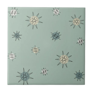 Atomic Age Starburst Planets Sage Green Fliese
