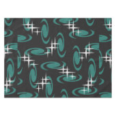 Atomic Age Swirls Stars Pattern Black Teal Tischdecke (Vorderseite (Horizontal))
