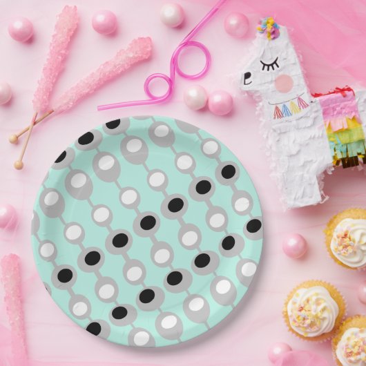 Atomic Baubles Türkis White Gray Pappteller (Party)