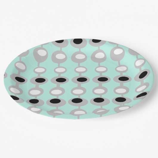 Atomic Baubles Türkis White Gray Pappteller (Schrägansicht)