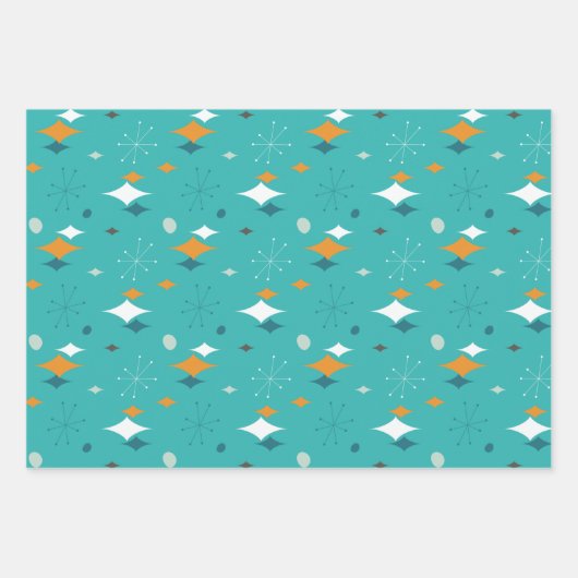 Atomic Birthday Party Mitte des Jahrhunderts Geschenkpapier Set (Vorderseite 3)