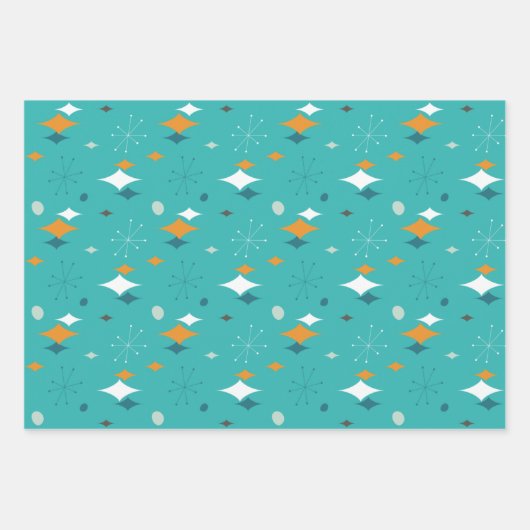 Atomic Birthday Party Mitte des Jahrhunderts Geschenkpapier Set (Vorderseite 2)