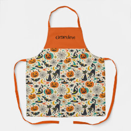 Atomic Black Cat Halloween Name Schürze