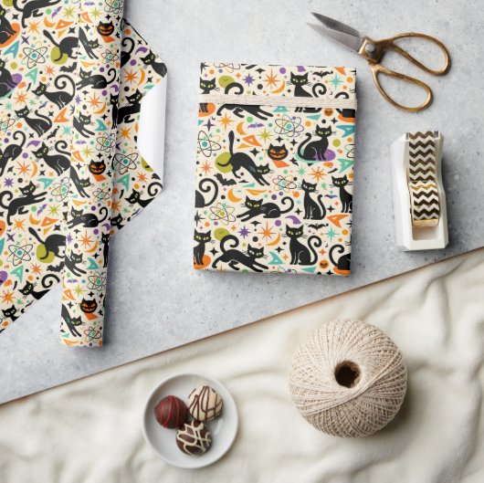 Atomic Black Cats Halloween Geschenkpapier (Kunsthandwerk)