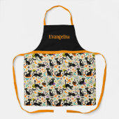 Atomic Black Cats Halloween Name Schürze (Vorderseite)