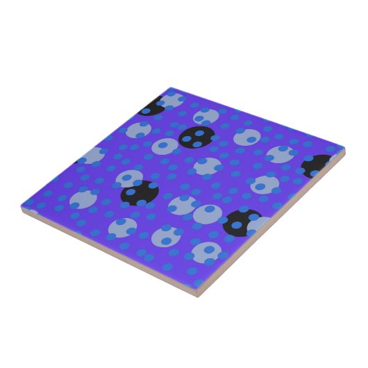 Atomic Blueberry - Retro Polka Dot Dream Fliese (Seite)