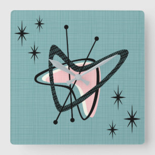 Atomic Boomerangs and Starbursts Quadratische Wanduhr