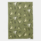 Atomic Boomerangs Sternexplosionen Olive Green Geschirrtuch (Vertikal)