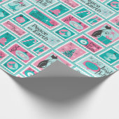 Atomic Cafe Midjahrhundert Holiday Briefmarke Geschenkpapier (Ecke)