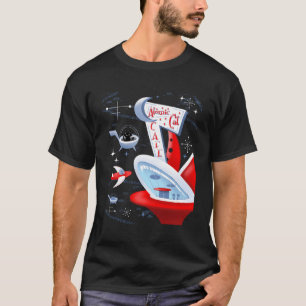 Atomic Cat Cafe Futuristic Spaceport Mitte Jahrhun T-Shirt