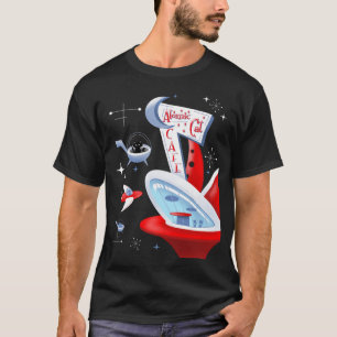 Atomic Cat Cafe Retro Futuristischer Kitty Weltrau T-Shirt