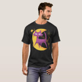 Atomic Cat in Moon Mid-Century Modern Halloween Sc T-Shirt (Vorne ganz)