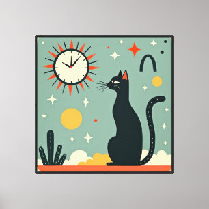 Atomic Cat – Retro-Kunst im Stil der Mitte des 20. Leinwanddruck